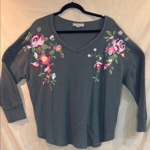 Floral Embroidered Women's Top
